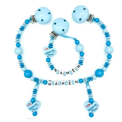 Set Schnuller- und Kinderwagenkette mit ihren Wunschnamen ❤️ MASALLAH OGLUMA ❤️ - Bild 1 von 4