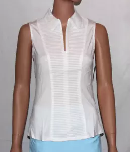 MOVETES WOMENS SLEEVELESS CINDY SHIRT BRIGHT WHITE PINTUCK – SIZES 2, 4, 6 - Picture 1 of 5