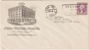 1937 Tulsa Okla 2 cl Hotel Advt Illust NEW HOTEL MAIRE Barlesville Okla (d116) - Picture 1 of 2