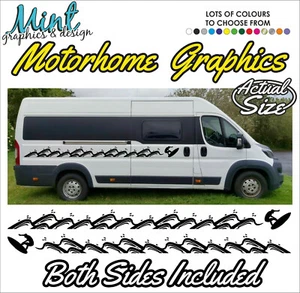 MOTORHOME GRAPHICS STRIPES UNIVERSAL ANY CAMPER VAN CARAVAN STICKERS DECAL 033 - Picture 1 of 4