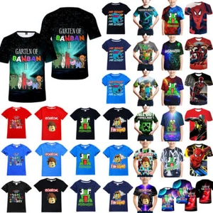 Kids Boys Summer Short Sleeve T-Shirt Super Mario Cartoon Superhero⊹Ъ - Picture 1 of 59