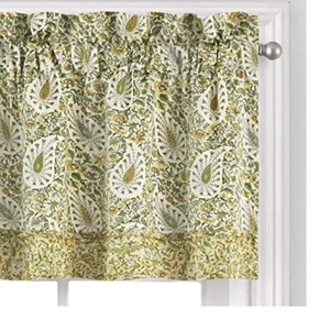 Waverly Paisley Verveine SPRING Green Yellow Floral Rod Pocket VALANCE 52x18" - Picture 1 of 7