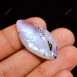 20,50 kt natürlicher turmalinierter Mondstein Edelstein Marquise Cabochon 32 x 16 x 6 mm - Bild 1 von 6
