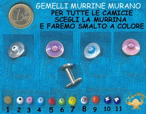 Manschettenknöpfe Maßgeschneidert Emailliert Cufflinks 1 Paar Made IN Italy - Picture 1 of 1