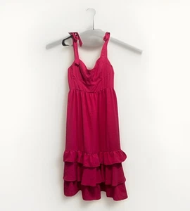 Sofia Jeans by Sofia Vergara hot pink tiered ruffled Bows midi sundress Size L - Picture 1 of 10