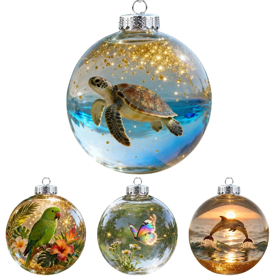 Enfeites de bola de Natal acrílico 3D decoração de festa bolas de animais limpas - Imagem 1 de 4