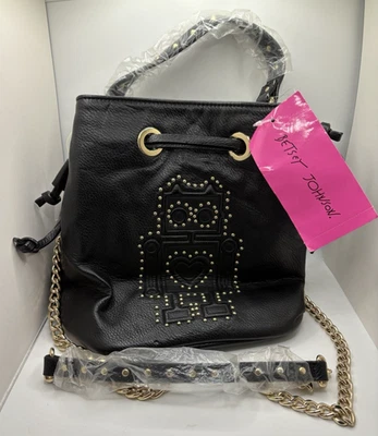 Betsey Johnson Kitsch Robot Bandolera Bolso Cartera Tachuelas Grabado Nuevo con Etiquetas Foto 1 de 4