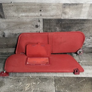 1987-1996 Ford F150 F250 F350 Bronco Sun Visors Pair Set Red w/ Mirror - Picture 1 of 11