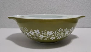 Pyrex Nesting Mixing Bowl Set Of 3 Green Crazy Daisy Spring Blossom Vintage!  - Picture 1 of 12