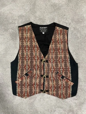 Vintage Asia Craft Sz S Handwoven Indonesian Cultured Art Vest Jacket Top - Imagem 1 de 4