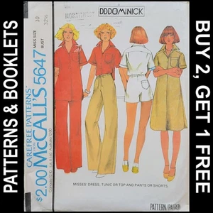 Vtg Dominick for McCall's Dress/Tunic/Top/Pants/Shorts Pattern #5647 Size 10 CUT - Picture 1 of 7