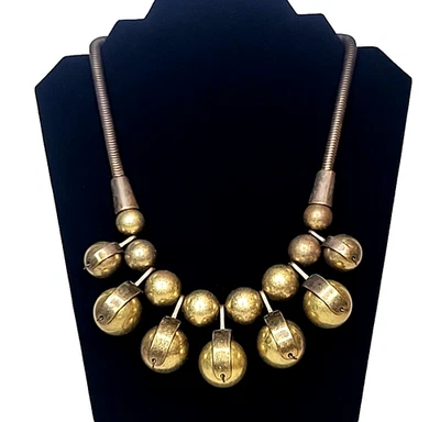 Collar Steampunk Vintage Único Latón Pesado/Bronce? Cadena mecánica y bola de metal Foto 1 de 4