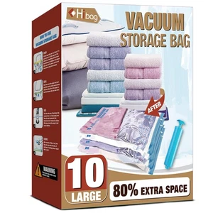Vacuum Storage Bags, 10 Large Space Saver Vacuum Seal Bags, Nylon & Polyethyl... - Picture 1 of 6