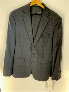 Calvin Klein Men's Black Wool Slim 2-Piece Jacket & Pants Suit Size 42R 35Wx30L - Picture 1 of 10
