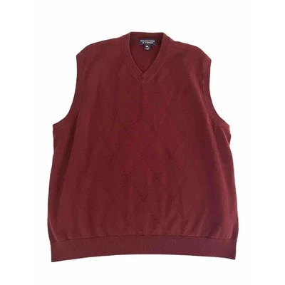 ROUNDTREE & YORK XXL Hombres Rojo Sin Mangas Suéter Chaleco Abuelo Academia Dinero Antiguo Foto 1 de 4