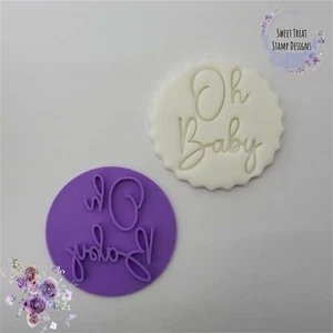 Oh Baby Baby Shower Embosser Stamp for Fondant Cupcake Cake Cookie Cookies - Picture 1 of 3