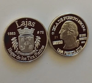 PESETA LAJAS 2019 Serie Pueblos PUERTO RICO Plata Boricua Silver Quarter 1/100 - Picture 1 of 12