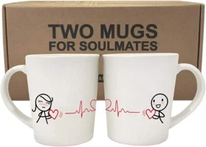 Couple Coffee Valentines Ceramic Mugs Set I Love You Mugs for Him and Her Gifts - Picture 1 of 4