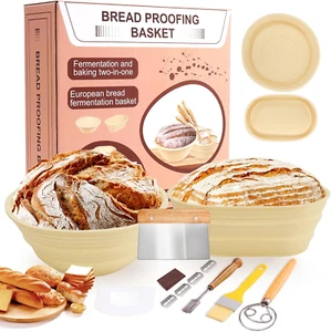 Silicone Banneton Bread Proofing Basket, 2 Bright Yellow Bread Baskets, 10-Inch - Picture 1 of 7