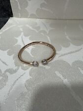 Signed Henri Bendel Rose Gold With Crystals Hinged Cuff Bracelet With Dust Bag