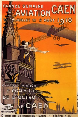 PÓSTER REPRO 1910 GRANDE SEMAINE AVIACIÓN EXHIBICIÓN AVIÓN CAEN FRANCIA VINTAGE Foto 1 de 3