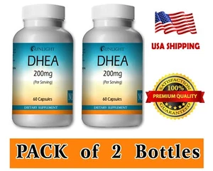 DHEA 200 mg Serving 120 Capsules High Potency Premium -By Sunlight - PACK of 2 - Picture 1 of 2