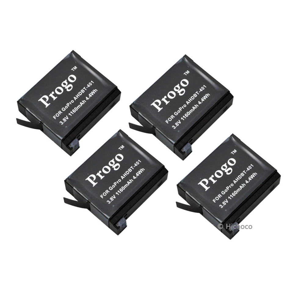 PROGO 4 x Battery for Gopro GOPRO4 HERO4 AHDBT-401 AHDBT401