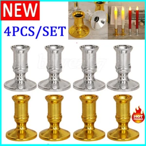 4Pcs Single Straight Taper Candle Stick Holders Table Wedding Dinning Home Decor - Imagen 1 de 15
