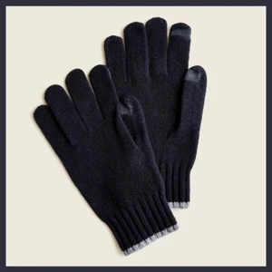 NWT - J. Crew Men's Tipped Lambswool Gloves Touchscreen Tips Dark Navy FREE SHIP - Picture 1 of 2