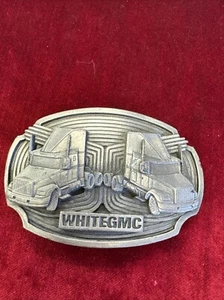 White GMC Belt Buckle Tonkin Inc. 1990 Aero Extended Sleeper R-420 Made In USA - Picture 1 of 7