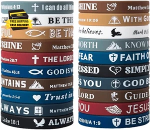 20 Stück Bibelvers Silikonarmbänder Bibelvers Gummiarmbänder Religiös Chri - Bild 1 von 4