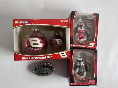 NASCAR Dale Earnhardt Jr Kasey Kahne Adornos de Vidrio Hebilla de Cinturón Conjunto de Coleccionista Foto 1 de 4