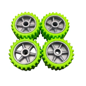 4 Knex Tires Tiny 7/8" Green Mario Cart Gray Wheels - K'nex Replacement Parts - Picture 1 of 4
