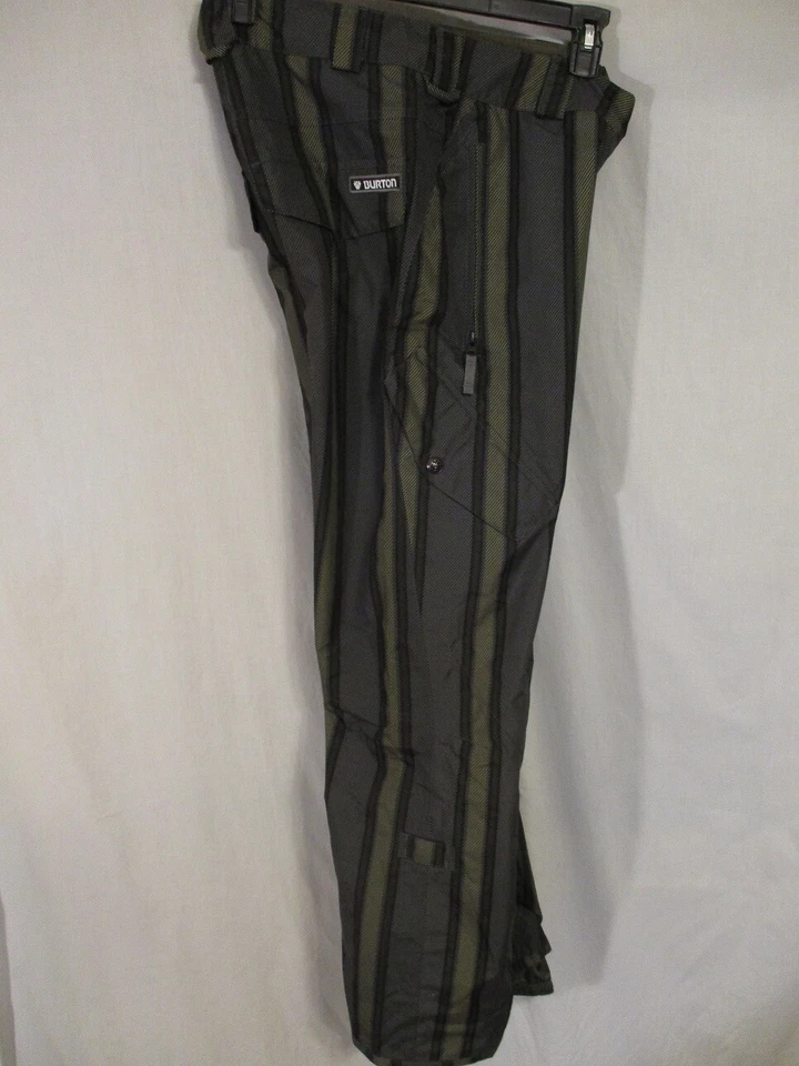 Pantalones BURTON Poliuretano Pequeños Gris Verde Rayas Paseo Seco Snow Boarder Foto 1 de 3