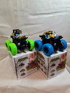 Set Of Four Monster Zap Big Wheel  Friction Powered Cars 1.36 Scale - Picture 1 of 12