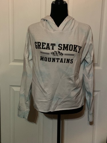 VETEMENTS Felpa con cappuccio da donna taglia S US Apparel Tie Dye con cappuccio blu chiaro con cordino mancante in perfette condizioni