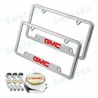 2PCS For GMC Silver License Plate Frame Stainless Steel With 4xCaps Bolts-NEW GMC Hummer EV Pickup