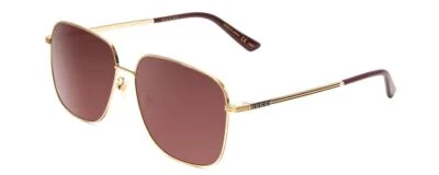 Gafas de sol clásicas unisex de diseñador GUCCI GG0987SA-002 en dorado y ciruela/marrón 60 mm Foto 1 de 4