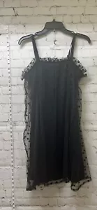 After Market punteado malla de lunares forrado negro vestido terciopelo correas esfagueti M - Imagen 1 de 8