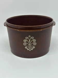 VTG Tupperware Brown Servalier Canister 3.5" 1297-12  Scroll Design (No Lid) - Picture 1 of 8