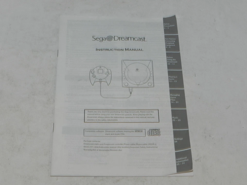 Sega Dreamcast Console System Instruction Manual Booklet ONLY NICE! - Image 1 of 2
