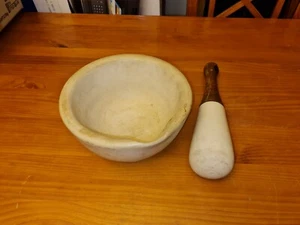 LARGE ANTIQUE ACID PROOF STONE PESTLE & MORTAR No 6 APOTHECARY / PHARMACEUTICAL - Picture 1 of 10
