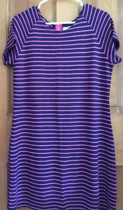 SAIL TO SABLE MARINEBLAU & ROSA GESTREIFTES KLEID GRÖSSE KURZÄRMELIG M EUC! - Bild 1 von 4