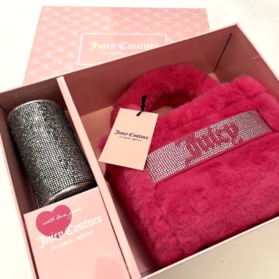 Nuevo con etiquetas Juego de caja de regalo de 2 piezas Juicy Couture - Bolso de mano de piel sintética rosa y monedero barril Foto 1 de 4