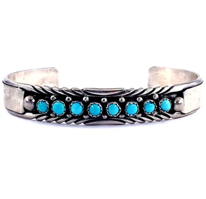 MARCELLA JAMES MJ NAVAJO Sterling Silver 7" Turquoise Cuff Bracelet Native VTG - Picture 1 of 9