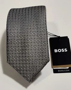 Boss By Hugo Boss Italy Silk Tie In Pastel Grey Color (width 7.5cm). - Picture 1 of 5