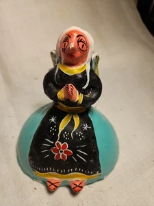 Mask Mexican Folk Art Vintage Angel Coconut Shell Hand Painted Sculpture - Picture 1 of 11