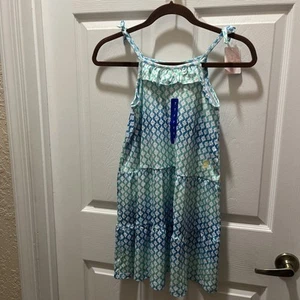 Tommy Bahama Girls Blue White Cotton Sun Dress Size 7 - Picture 1 of 10