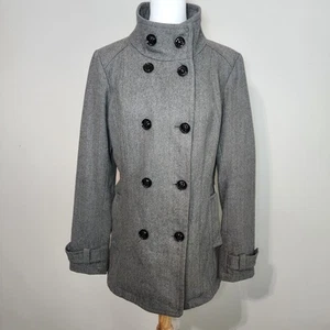 Guess Wool Blend Pea Coat Womens Medium Jacket Double Breasted Preppy Classic - Picture 1 of 16