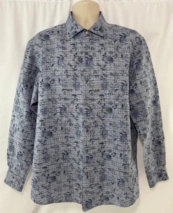Camisa Ermenegildo Zegna Para Hombre Floral Cuello Abotonada Azul Talla XL - Imagen 1 de 14